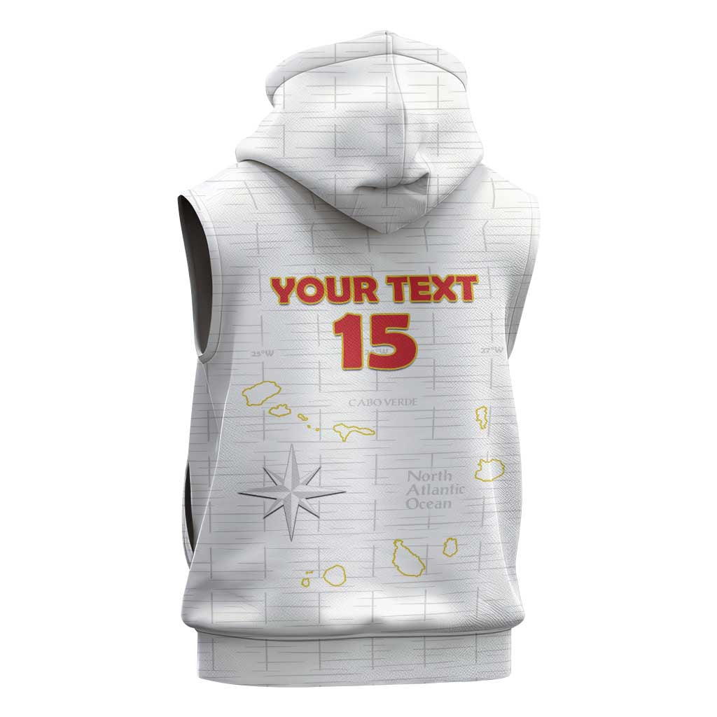 Custom Cabo Verde Football Sleeveless Zip Hoodie Go Tubaroes Azuis Go - White - African Pride