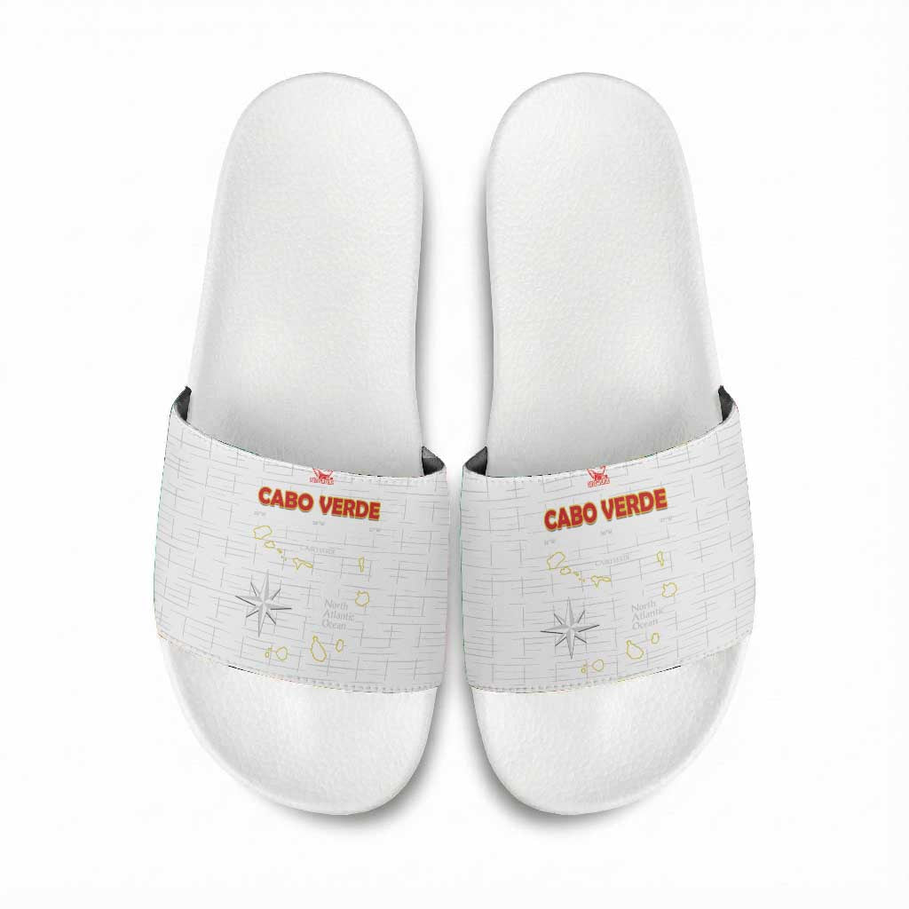 Cape Verde Football Slide Sandals Come On Tubaroes Azuis - White