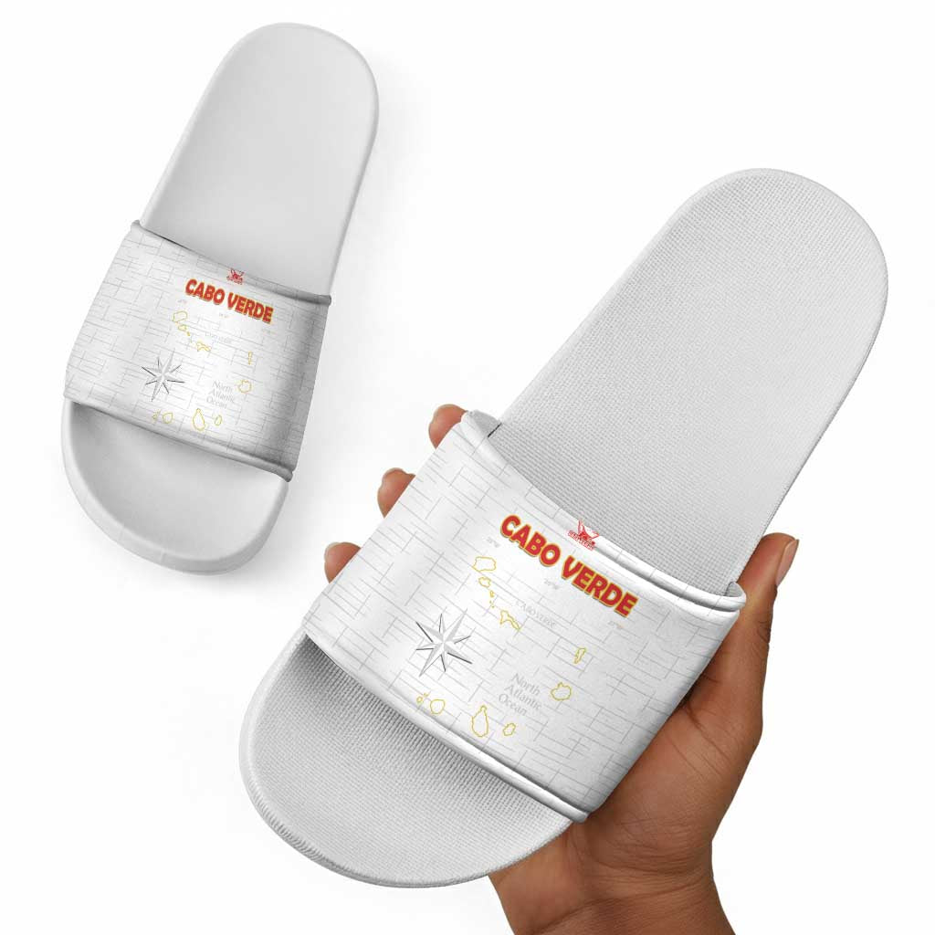 Cape Verde Football Slide Sandals Come On Tubaroes Azuis - White