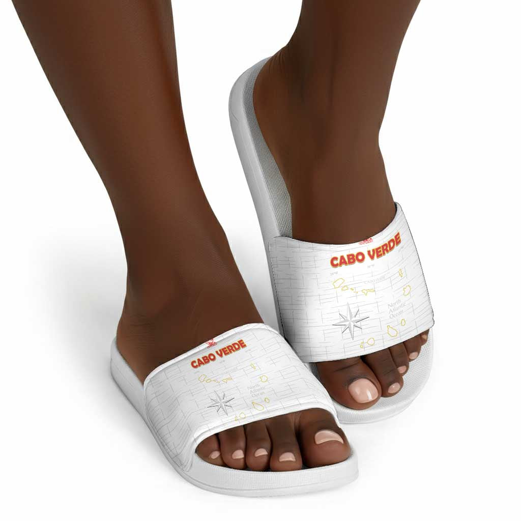Cape Verde Football Slide Sandals Come On Tubaroes Azuis - White