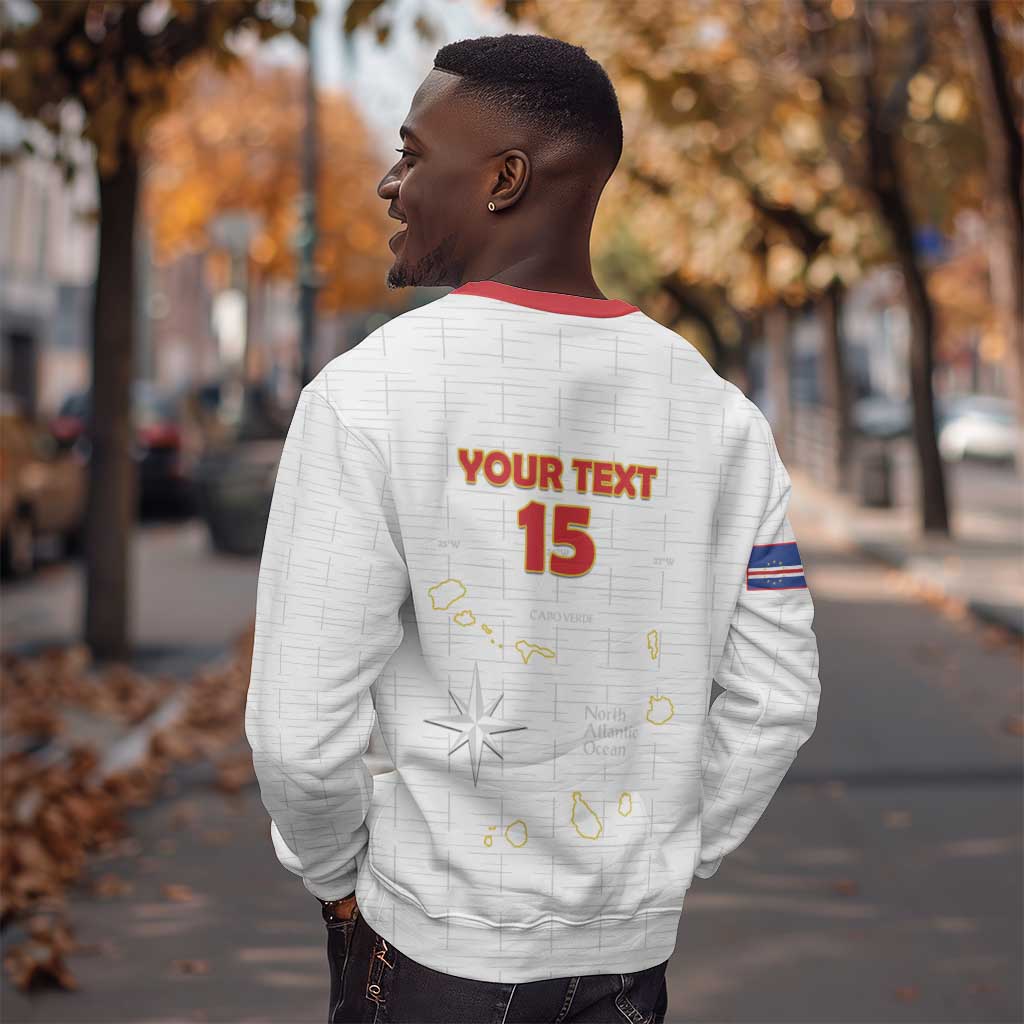 Custom Cabo Verde Football Sweatshirt Go Tubaroes Azuis Go - White - African Pride