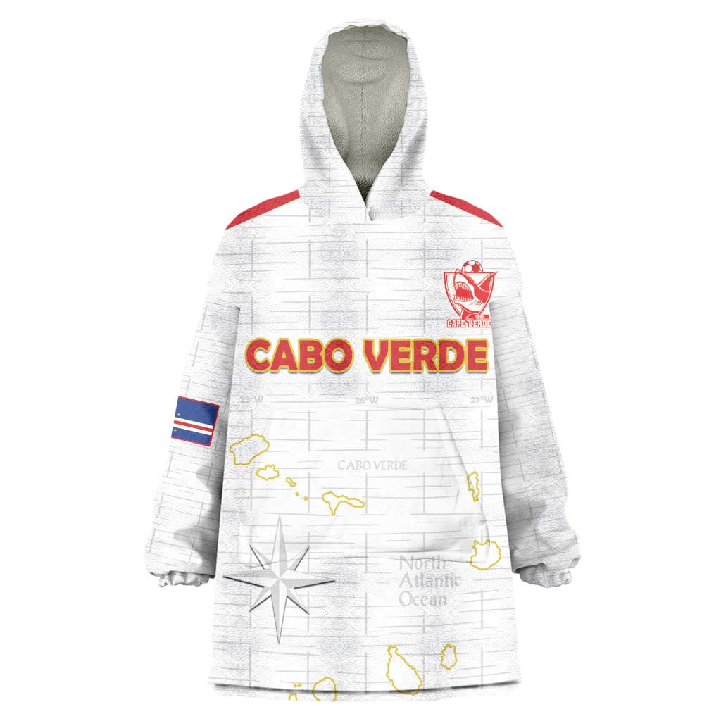 Custom Cabo Verde Football Wearable Blanket Hoodie Go Tubaroes Azuis Go - White - African Pride
