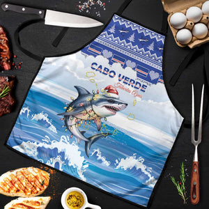 Cape Verde Football Christmas Apron Feliz Natal Tubaroes Azuis