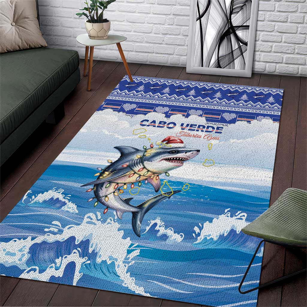Afro Chirstmas Cabo Verde Football Area Rug Allez Tubaroes Azuis - African Pride