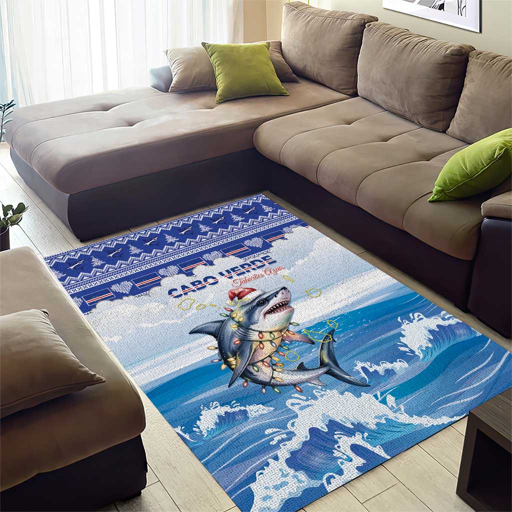 Afro Chirstmas Cabo Verde Football Area Rug Allez Tubaroes Azuis - African Pride