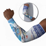 Personalized Cape Verde Football Christmas Arm Sleeves Feliz Natal Tubaroes Azuis