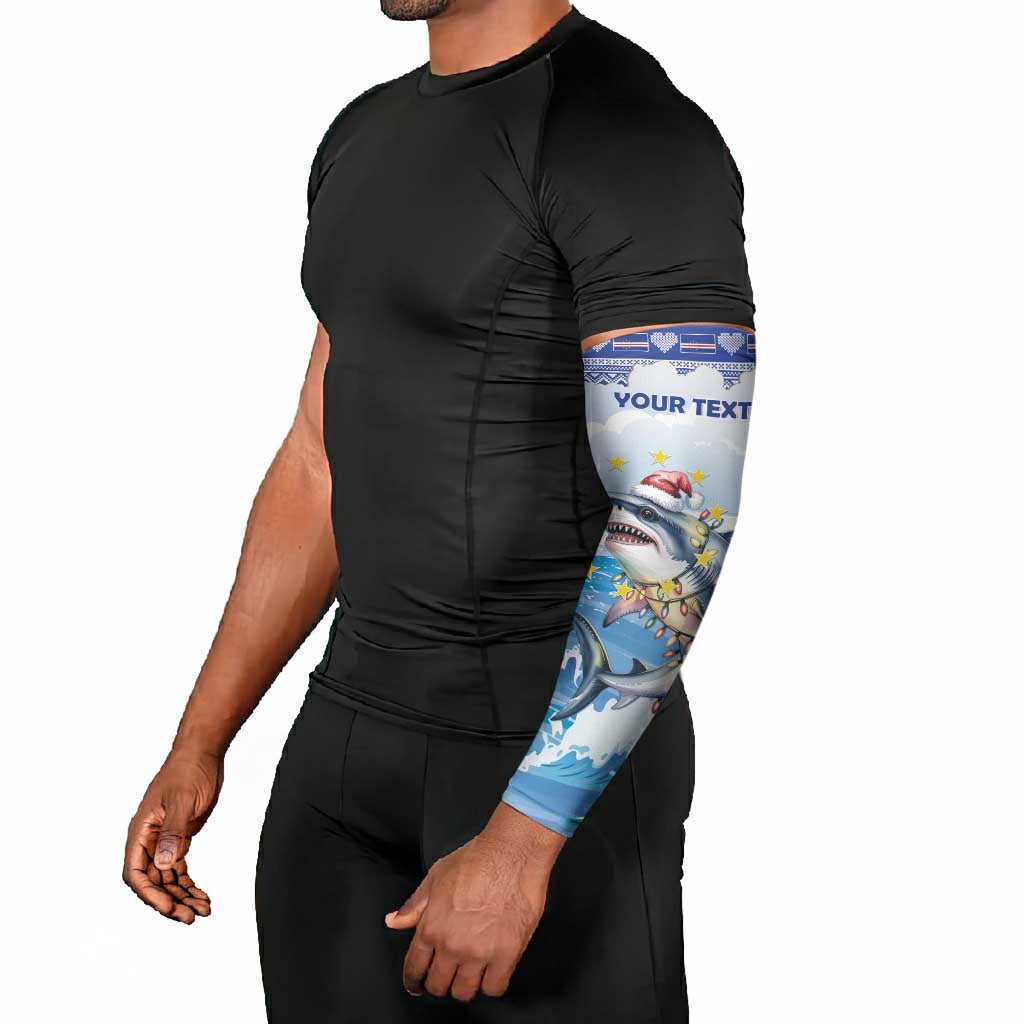 Personalized Cape Verde Football Christmas Arm Sleeves Feliz Natal Tubaroes Azuis