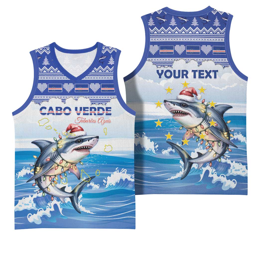 Afro Chirstmas Cabo Verde Football Personalized Basketball Jersey Allez Tubaroes Azuis LT15