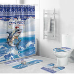 Cape Verde Football Christmas Bathroom Set Feliz Natal Tubaroes Azuis