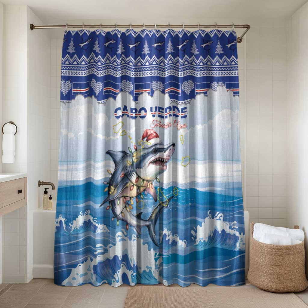 Cape Verde Football Christmas Bathroom Set Feliz Natal Tubaroes Azuis