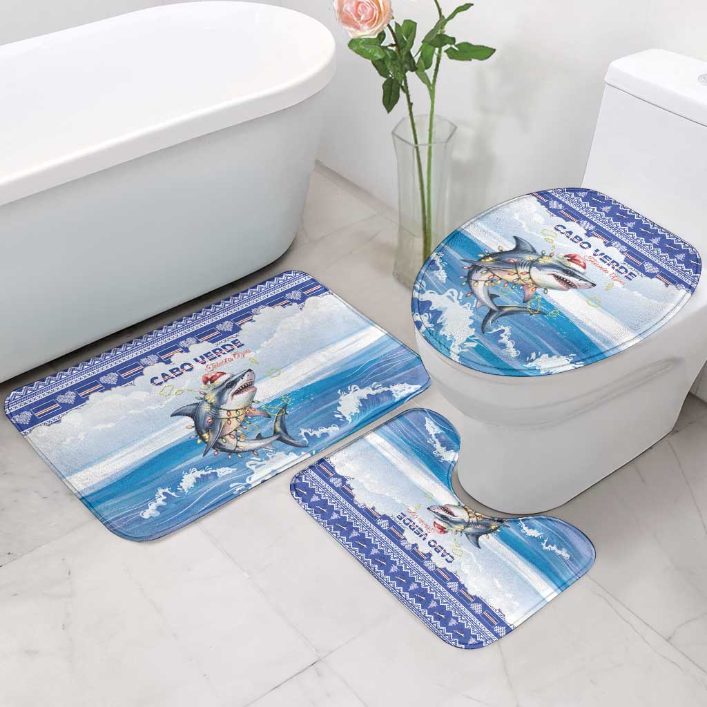Cape Verde Football Christmas Bathroom Set Feliz Natal Tubaroes Azuis