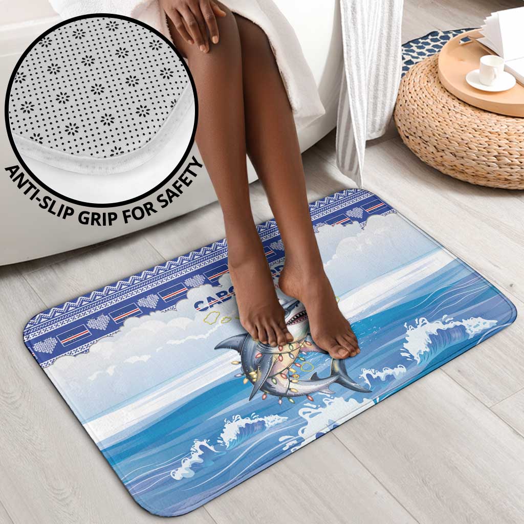 Cape Verde Football Christmas Bathroom Set Feliz Natal Tubaroes Azuis