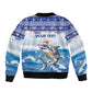 Afro Chirstmas Cabo Verde Football Personalized Bomber Jacket Allez Tubaroes Azuis - African Pride