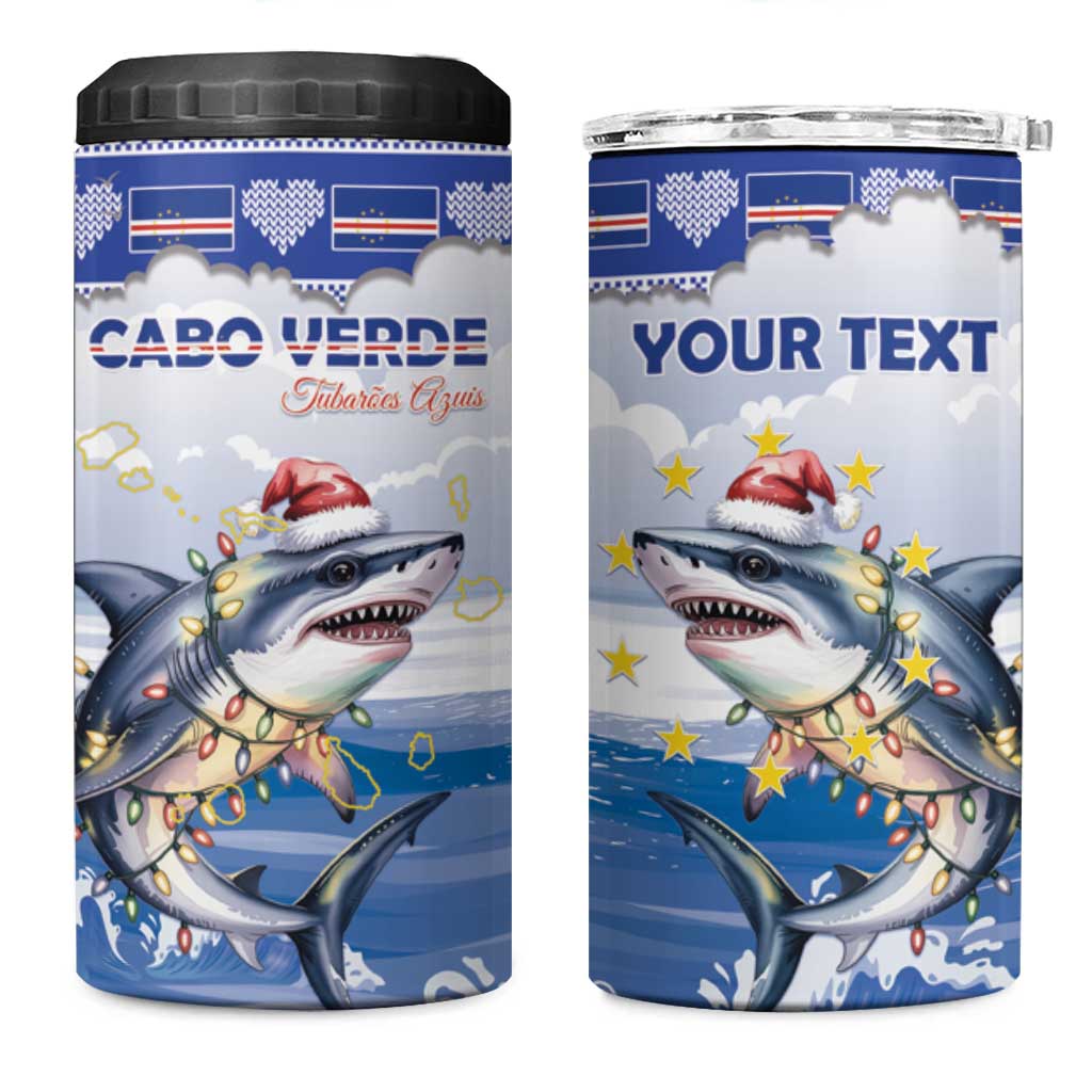 Afro Chirstmas Cabo Verde Football Personalized 4 in 1 Can Cooler Tumbler Allez Tubaroes Azuis - African Pride