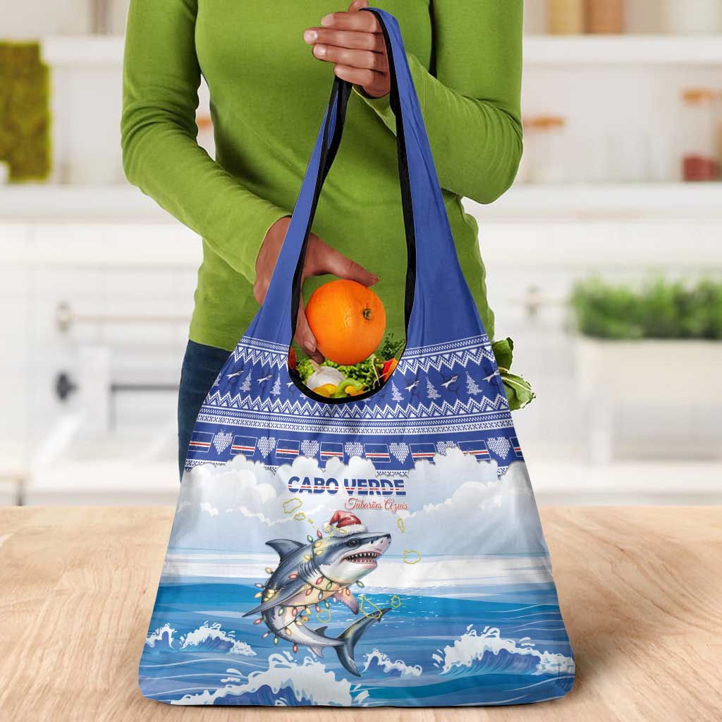 Afro Chirstmas Cabo Verde Football Grocery Bag Allez Tubaroes Azuis - African Pride