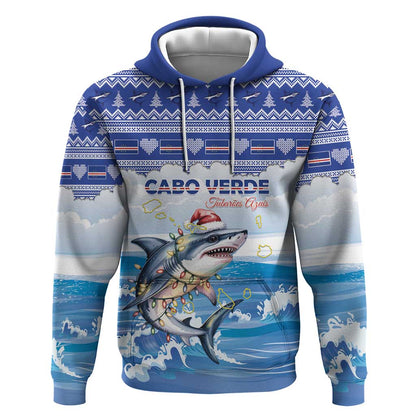 Afro Chirstmas Cabo Verde Football Personalized Hoodie Allez Tubaroes Azuis - African Pride