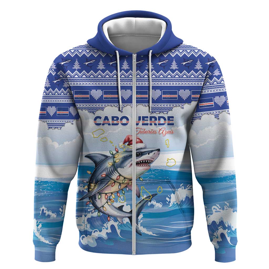 Afro Chirstmas Cabo Verde Football Personalized Hoodie Allez Tubaroes Azuis - African Pride