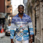 Afro Chirstmas Cabo Verde Football Personalized Long Sleeve Button Shirt Allez Tubaroes Azuis - African Pride