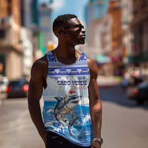 Afro Chirstmas Cabo Verde Football Personalized Men Tank Top Allez Tubaroes Azuis - African Pride