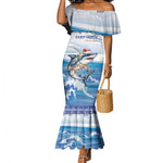 Afro Chirstmas Cabo Verde Football Personalized Mermaid Dress Allez Tubaroes Azuis - African Pride