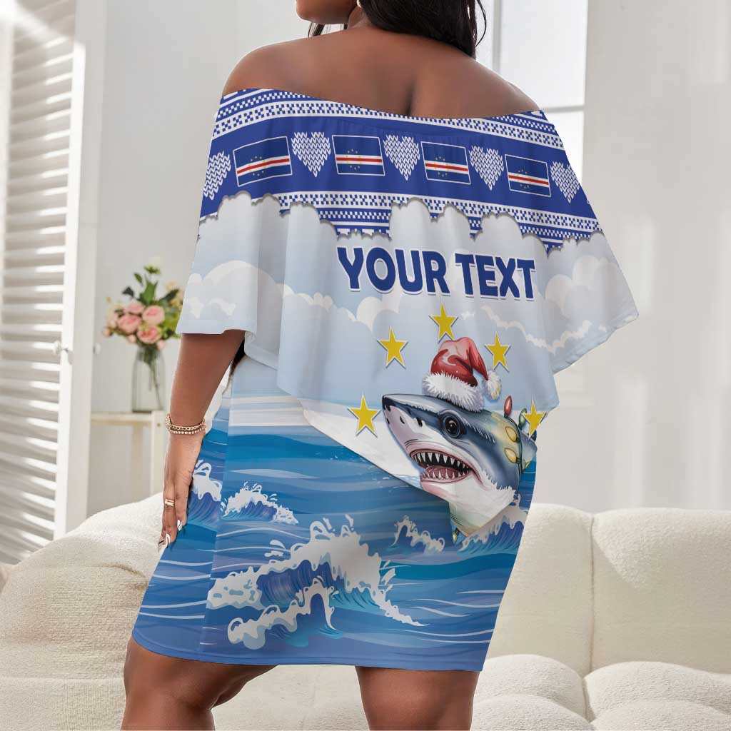 Afro Chirstmas Cabo Verde Football Personalized Off Shoulder Short Dress Allez Tubaroes Azuis - African Pride