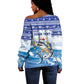 Afro Chirstmas Cabo Verde Football Personalized Off Shoulder Sweater Allez Tubaroes Azuis - African Pride