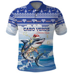 Afro Chirstmas Cabo Verde Football Personalized Polo Shirt Allez Tubaroes Azuis - African Pride