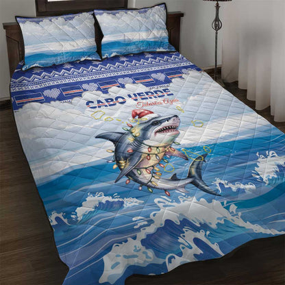 Afro Chirstmas Cabo Verde Football Quilt Bed Set Allez Tubaroes Azuis - African Pride