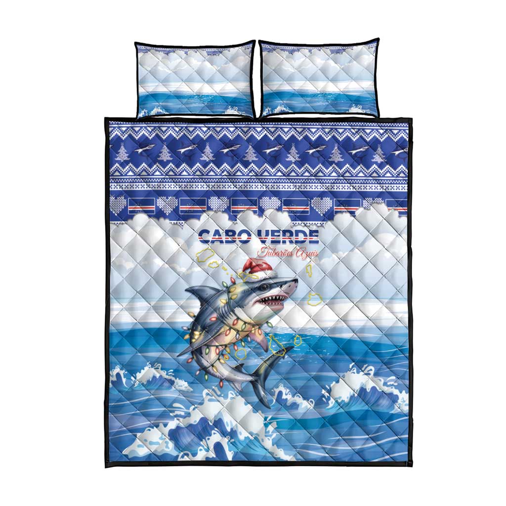 Afro Chirstmas Cabo Verde Football Quilt Bed Set Allez Tubaroes Azuis - African Pride