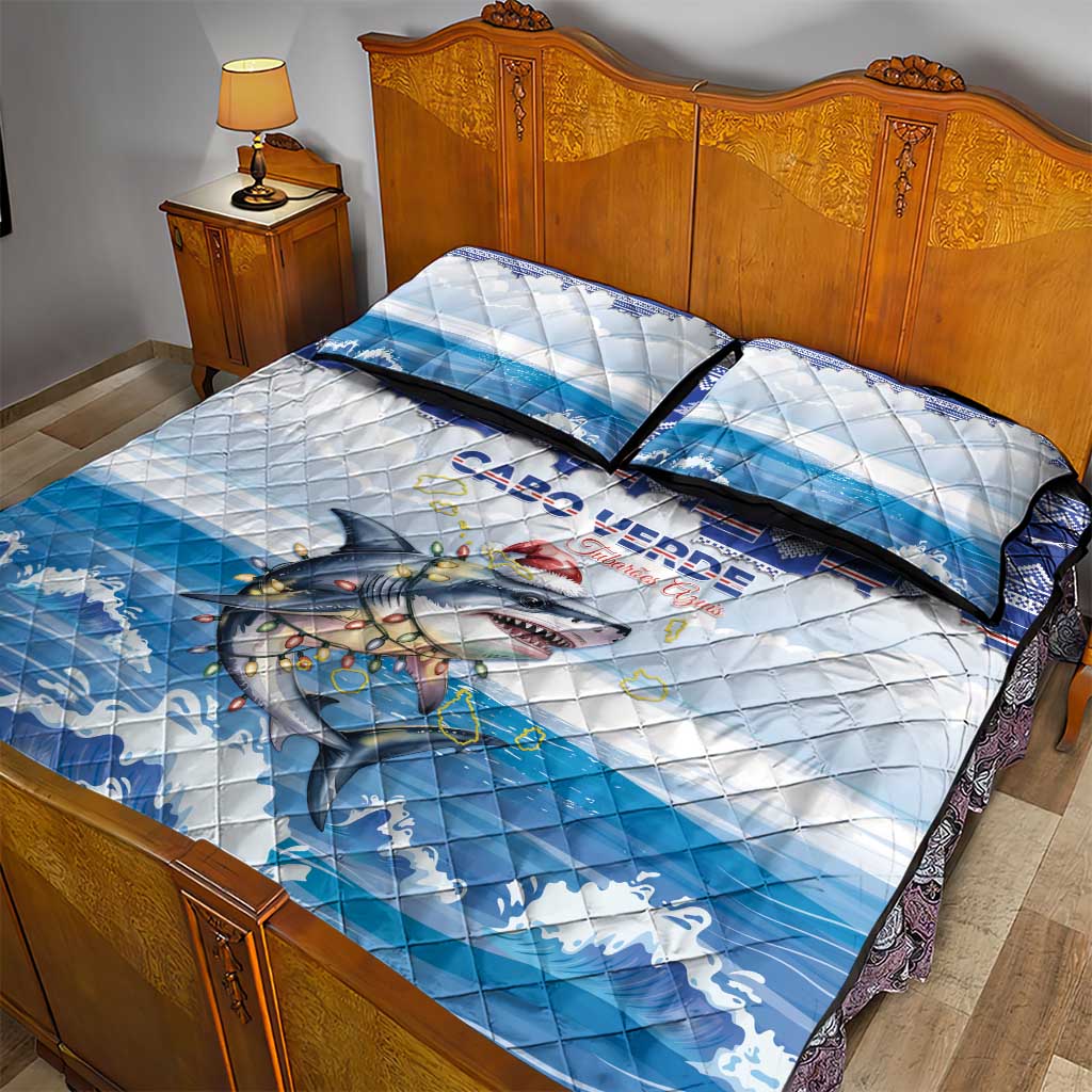 Afro Chirstmas Cabo Verde Football Quilt Bed Set Allez Tubaroes Azuis - African Pride