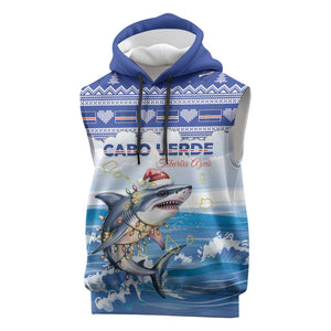 Afro Chirstmas Cabo Verde Football Personalized Sleeveless Hoodie Allez Tubaroes Azuis - African Pride