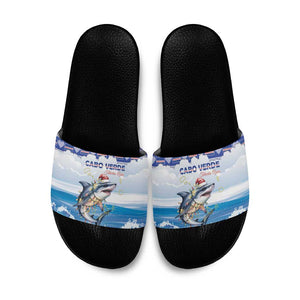 Cape Verde Football Christmas Slide Sandals Feliz Natal Tubaroes Azuis