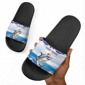 Cape Verde Football Christmas Slide Sandals Feliz Natal Tubaroes Azuis