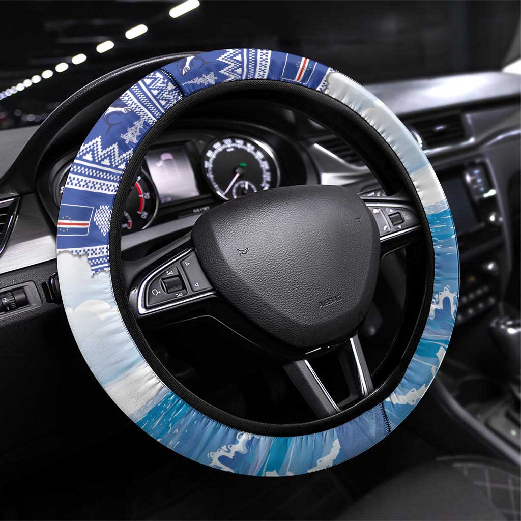 Afro Chirstmas Cabo Verde Football Steering Wheel Cover Allez Tubaroes Azuis - African Pride