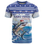 Afro Chirstmas Cabo Verde Football Personalized T shirt Allez Tubaroes Azuis - African Pride