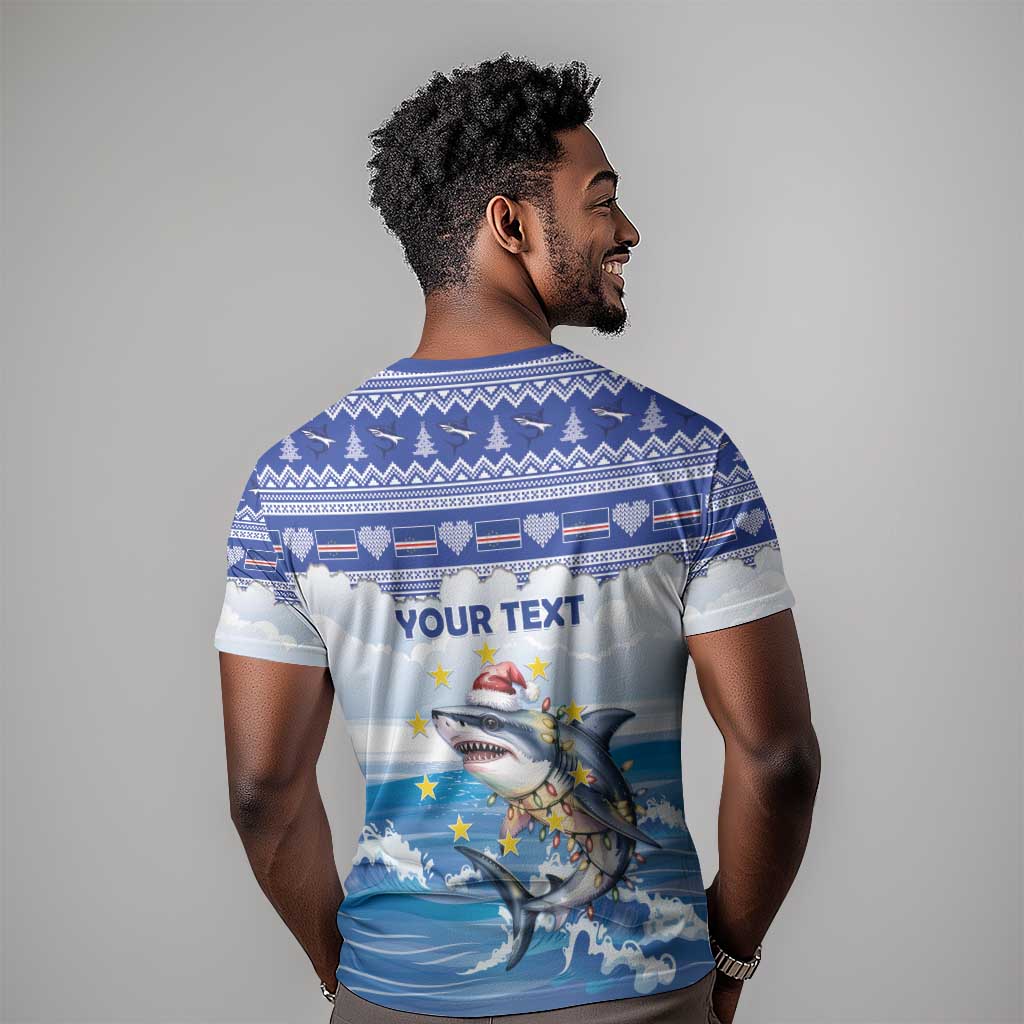 Afro Chirstmas Cabo Verde Football Personalized T shirt Allez Tubaroes Azuis - African Pride