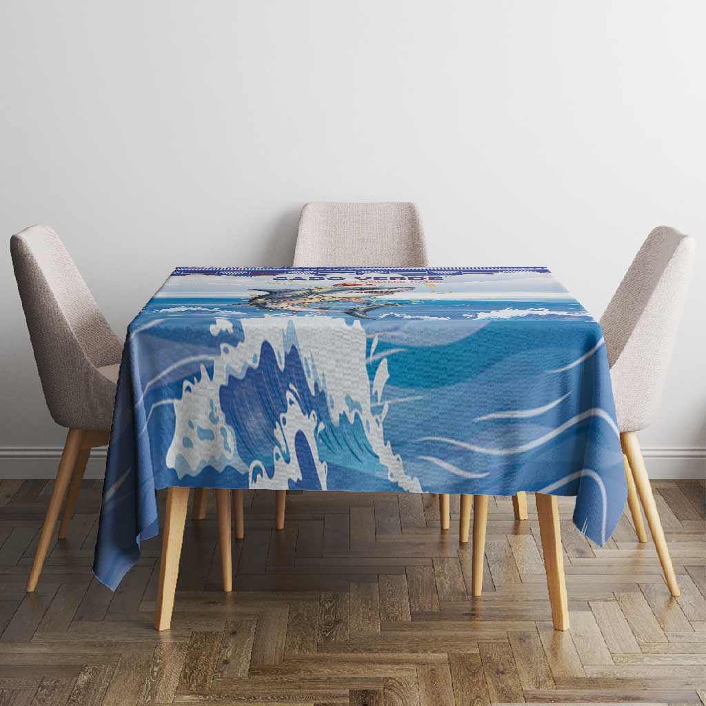 Afro Chirstmas Cabo Verde Football Tablecloth Allez Tubaroes Azuis - African Pride
