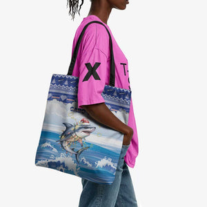 Cape Verde Football Christmas Tote Bag Feliz Natal Tubaroes Azuis