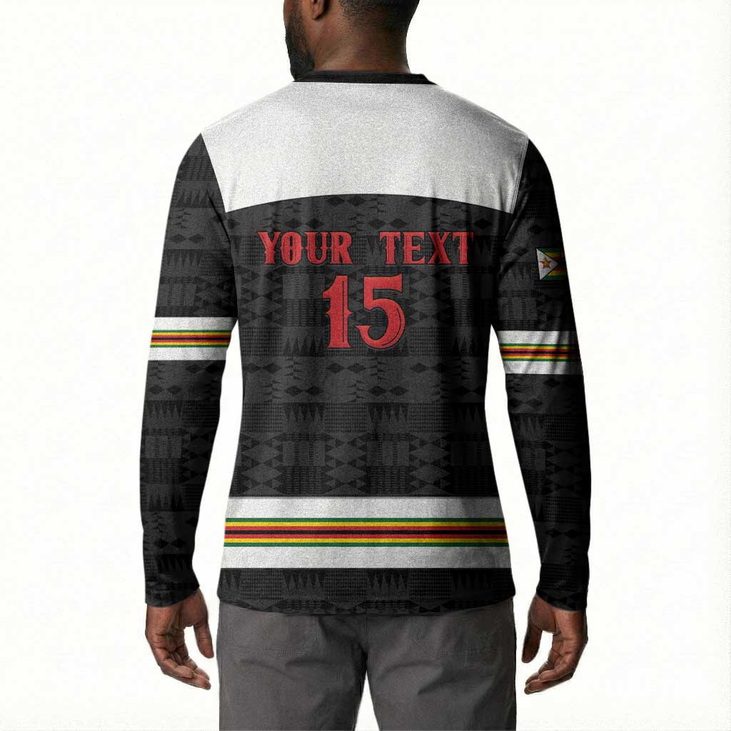 Custom Hockey Zimbabwe Button Sweatshirt Go Champions