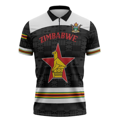 Custom Hockey Zimbabwe Zipper Polo Shirt Go Champions