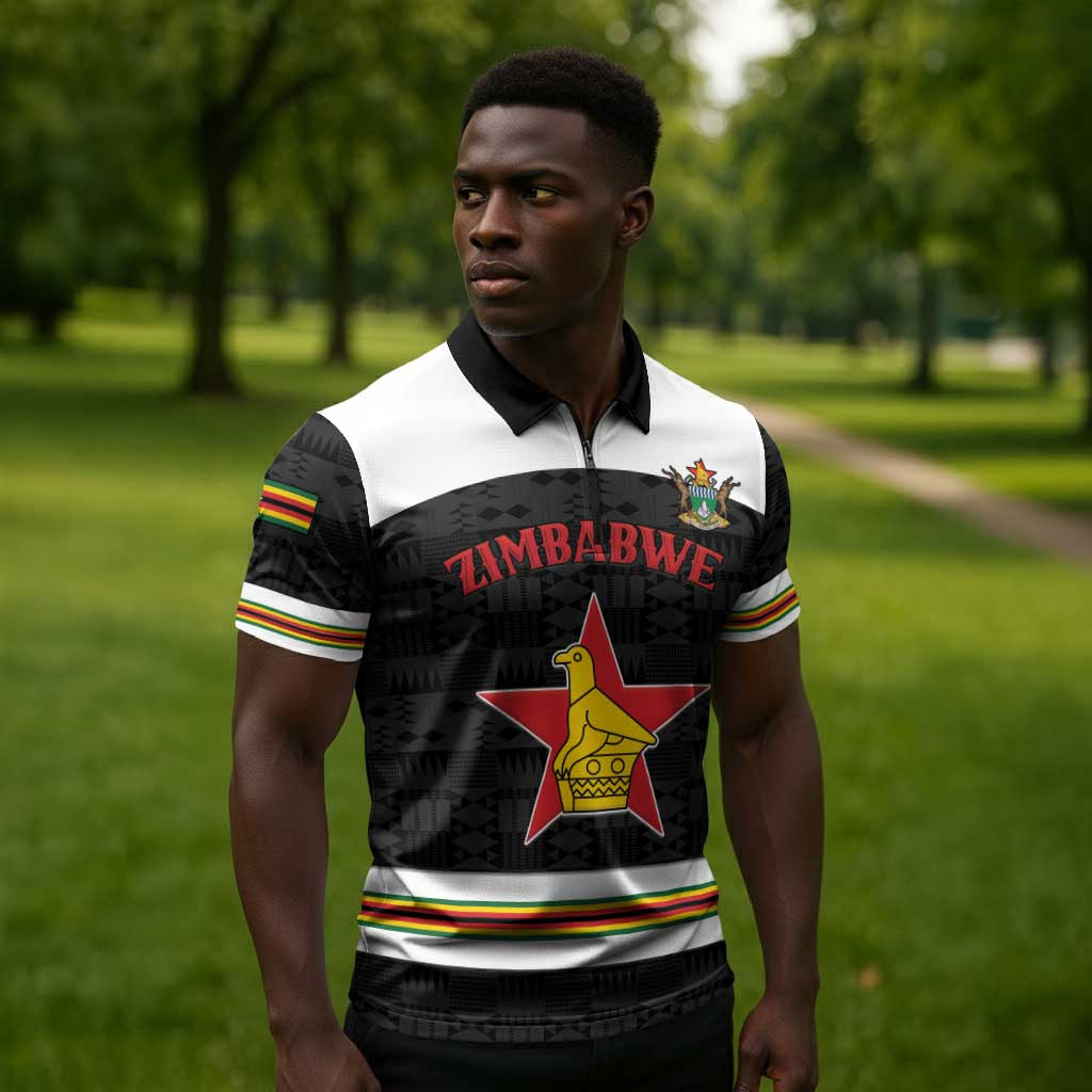 Custom Hockey Zimbabwe Zipper Polo Shirt Go Champions