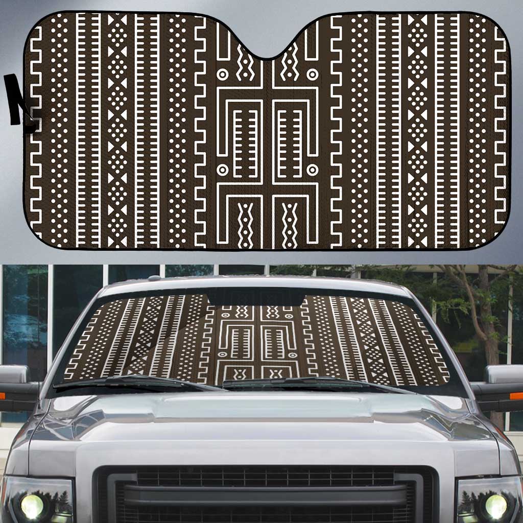 Mali Mud Cloth Auto Sun Shade Bogolanfini Pattern