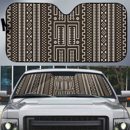 Mali Mud Cloth Auto Sun Shade Bogolanfini Pattern