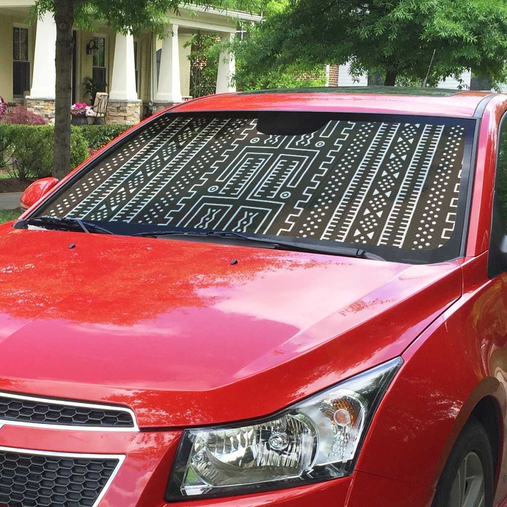 Mali Mud Cloth Auto Sun Shade Bogolanfini Pattern