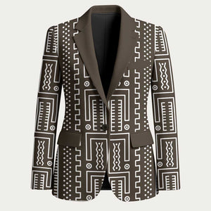 Mali Mud Cloth Blazer Bogolanfini Pattern