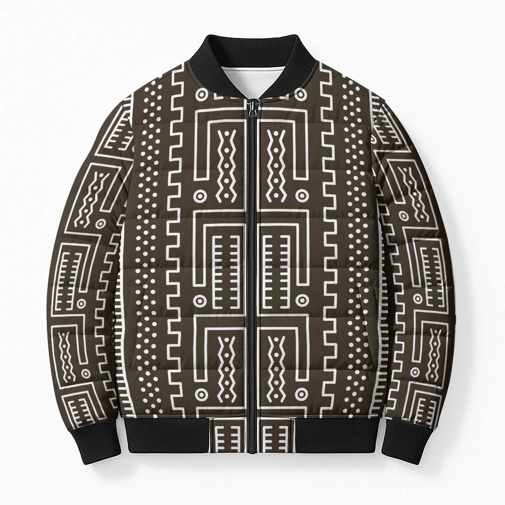 Mali Mud Cloth Bomber Puffer Jacket Bogolanfini Pattern