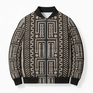 Mali Mud Cloth Bomber Puffer Jacket Bogolanfini Pattern
