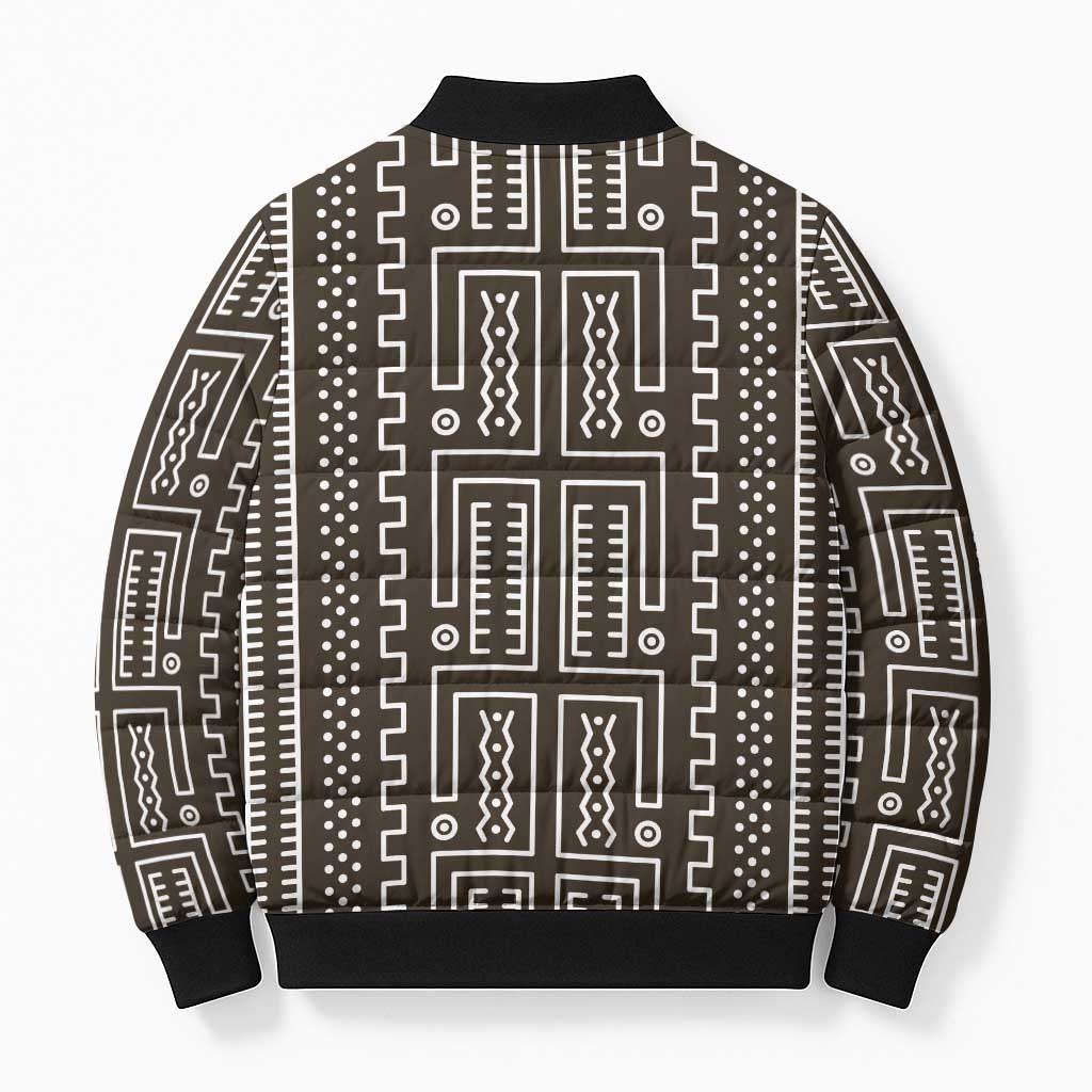 Mali Mud Cloth Bomber Puffer Jacket Bogolanfini Pattern