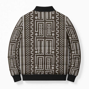 Mali Mud Cloth Bomber Puffer Jacket Bogolanfini Pattern