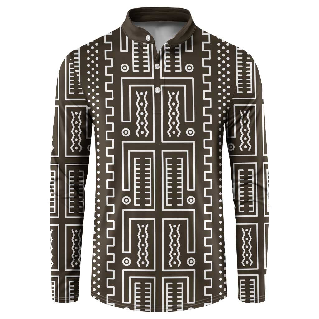 Mali Mud Cloth Button Sweatshirt Bogolanfini Pattern